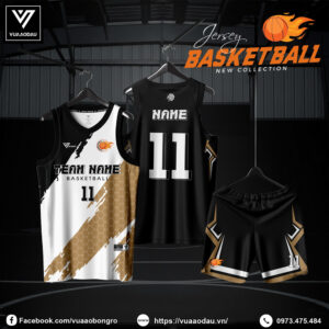 Áo Bóng Rổ Đen Trắng Vàng Đồng – Mạnh Mẽ & Bứt Phá