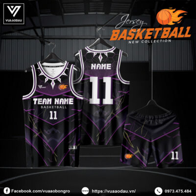 Áo Bóng Rổ Đen Tím Neon - Thiết Kế Năng Động Cá Tính