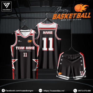 Đồng Phục Bóng Rổ Màu Đen Ngôi Sao Nhiệt Huyết – Thiết Kế Năng Động 2025