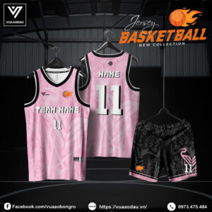 Đồng phục bóng rổ màu hồng pastel – Vũ Ao Đấu thiết kế 2025