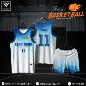 Đồng phục bóng rổ trắng xanh dương gradient năng động – Vua Áo Đấu 2025