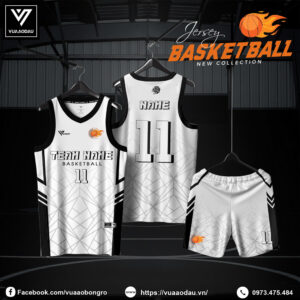 Đồng Phục Bóng Rổ Trắng Đen Thiết Kế 3D Năng Động