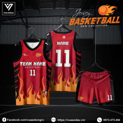 Đồng Phục Bóng Rổ Đỏ Cam Vàng - Hỏa Nhiệt Chiến Thần