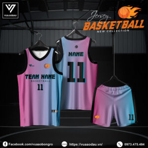 Đồng phục bóng rổ Gradient hồng pastel - xanh baby 2025