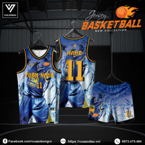 Áo Bóng Rổ Xanh Dương Phối Vàng – Thiết Kế Đậm Chất Đường Phố