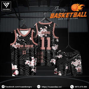 Đồng phục bóng rổ đen họa tiết hoa anh đào – Vẻ đẹp mạnh mẽ và tinh tế