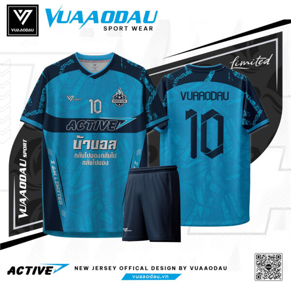 Áo Bóng Đá Active 2 Màu Xanh Cyan Navy - Năng Động & Cá Tính Trên Mỗi Đường Bóng