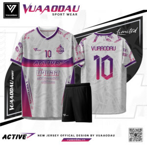 Áo Bóng Đá Active 2 Màu Trắng Xám Phối Hồng Tím Gradient