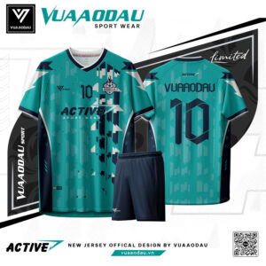 Áo Bóng Đá Active 3 Màu Xanh Ngọc Lam - Pixel Sáng Tạo & Năng Động