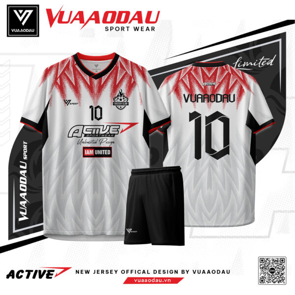 Áo Bóng Đá Active 4 Màu Trắng Đỏ - Vua Áo Đấu