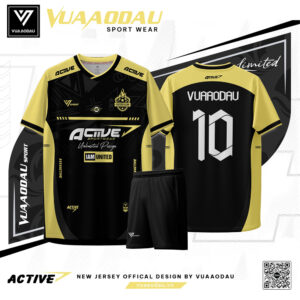 Áo Bóng Đá Active 5 Màu Đen Vàng - Mạnh Mẽ & Nổi Bật Trên Sân