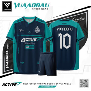 Áo Thể Thao ACTIVE Xanh Navy phối Xanh Ngọc - Vua Áo Đấu