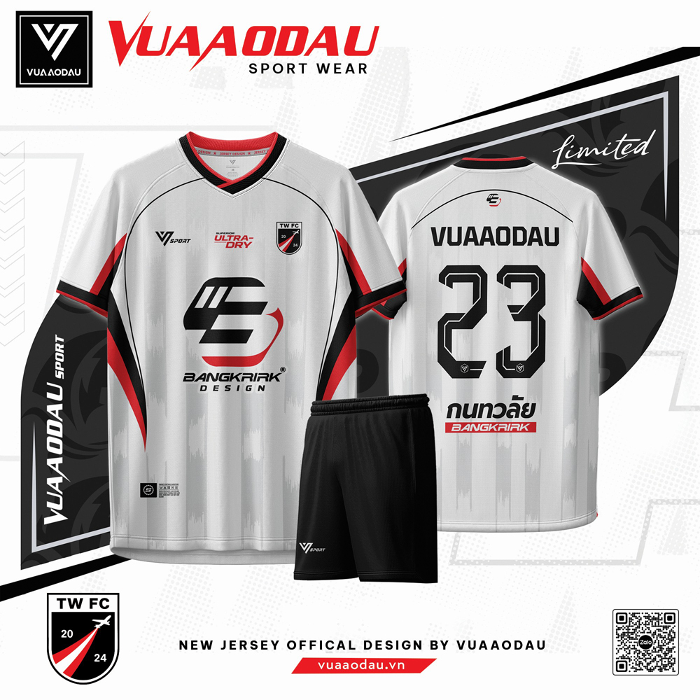 Áo bóng đá thiết kế trắng xám Compass Vua Áo Đấu chất liệu Ultra Dry