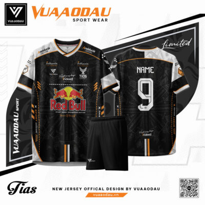 Áo Bóng Đá Tias Đen Phối Cam Trắng - Thiết Kế Mạnh Mẽ, Năng Động