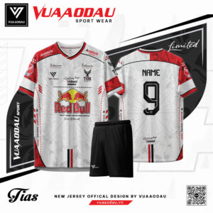 Áo Bóng Đá Tias Trắng Xám Nhạt - Phối Đỏ Đen Vàng Năng Động