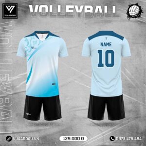 Áo Bóng Chuyền Nam Xanh Dương Chuyển Sắc Tay Ngắn Thể Thao