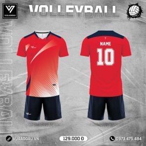 Áo Bóng Chuyền Đỏ Tươi Phối Trắng Cam – Năng Động & Thể Thao