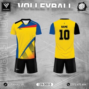 Áo Bóng Chuyền Màu Vàng Phối Xanh Dương – Đen – Đỏ