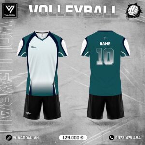 Đồng Phục Bóng Chuyền Nam Trắng Xanh Đậm Đen – Mẫu 08 Thể Thao Chuyên Nghiệp