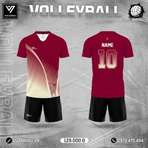 Đồng phục bóng chuyền màu đỏ đô chuyển màu – Thiết kế thể thao năng động