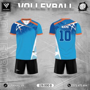 Đồng Phục Bóng Chuyền Màu Xanh Dương Cam Năng Động - Mã 11