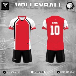 Áo Bóng Chuyền Thiết Kế Đỏ Đen Trắng - Năng Động & Mạnh Mẽ