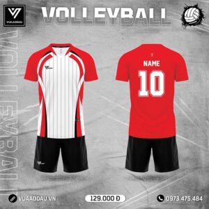 Đồng Phục Bóng Chuyền Đỏ Trắng Đen Năng Động - Mã 28