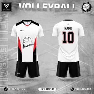 Áo Bóng Chuyền Trắng Đen Đỏ - Năng Động & Mạnh Mẽ