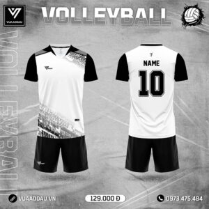 Đồng phục bóng chuyền đen trắng - Thiết kế pixel hiện đại