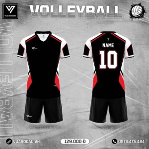 Áo Bóng Chuyền Đen Phối Đỏ Trắng – Mạnh Mẽ & Nam Tính