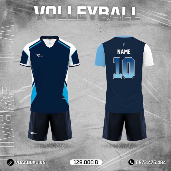 Đồng phục bóng chuyền xanh navy – Sang trọng, mạnh mẽ cho đội bóng chuyên nghiệp