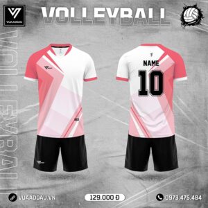 Áo Bóng Chuyền Nữ Trắng Hồng Pastel - Thiết Kế Năng Động, Chất Vải Thể Thao Thoáng Mát