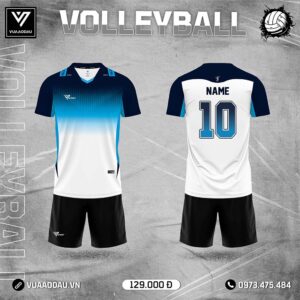 Áo Bóng Chuyền Nam Trắng Xanh Biển Đen - Thiết Kế Ombre Năng Động