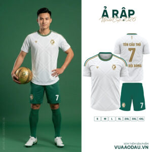 Áo Đội Tuyển World Cup 2026 Ả Rập Xê Út – Trắng Xanh Lá Viền Vàng