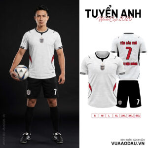 Áo Đội Tuyển Anh World Cup 2026 – Trắng Đen Đỏ Năng Động