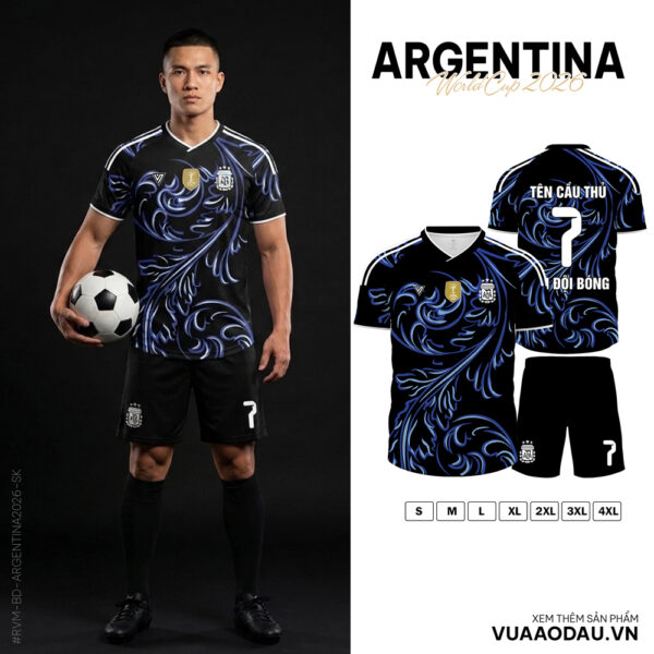 Áo Đội Tuyển Argentina World Cup 2026 Phiên Bản Đen Xanh – Đẳng Cấp Thể Thao & Cá Tính
