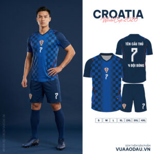 Áo Đội Tuyển Croatia World Cup 2026 Xanh Nước Biển Caro Croatia