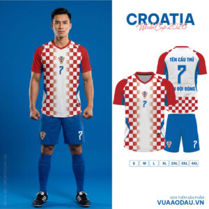 Áo Đội Tuyển Croatia World Cup 2026 Màu Đỏ Trắng Xanh Dương - Họa Tiết Caro Độc Đáo