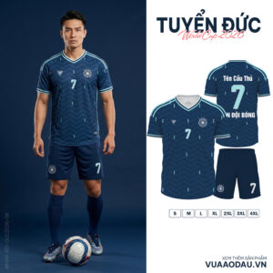 Áo Đội Tuyển Đức World Cup 2026 - Xanh Đậm Viền Neon Zigzag