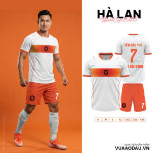 Áo Đội Tuyển Hà Lan World Cup 2026 Trắng Cam – Thiết Kế Sư Tử Mạnh Mẽ