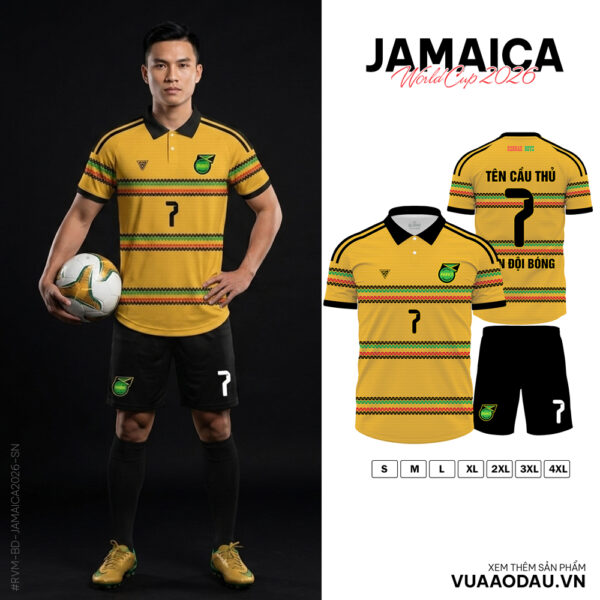 Áo Đội Tuyển Jamaica World Cup 2026 Màu Vàng Sọc Xanh Đỏ