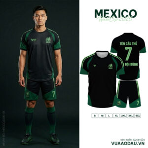 Áo Đội Tuyển World Cup 2026 Mexico Sân Khách Đen Xanh Năng Động