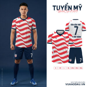 Áo Đội Tuyển Mỹ World Cup 2026 Sân Nhà Màu Đỏ-Trắng-Xanh Navy
