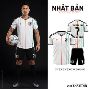 Áo Bóng Đá Nhật Bản World Cup 2026 Trắng Sọc Màu Năng Động