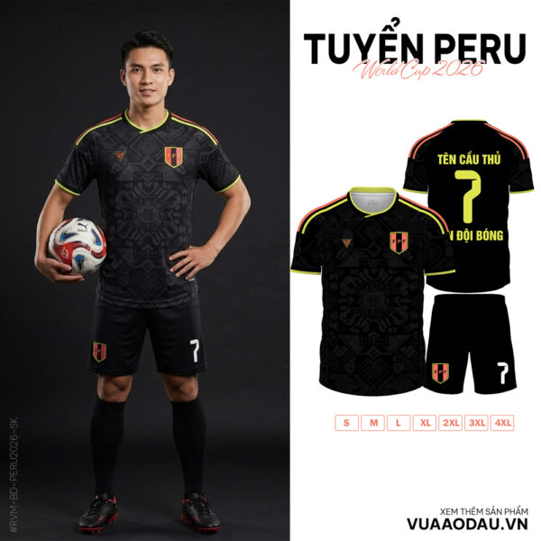 Áo Đội Tuyển Peru World Cup 2026 - Đen Vàng Điểm Nhấn Văn Hóa