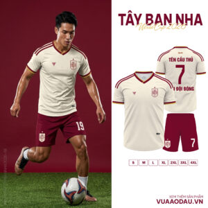 Áo Đội Tuyển Tây Ban Nha World Cup 2026 - Trắng Kem Viền Đỏ Đô
