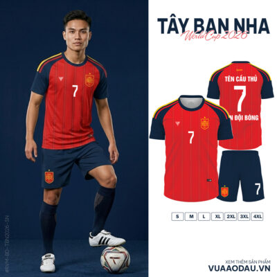 Áo Đội Tuyển Tây Ban Nha World Cup 2026 Màu Đỏ Chủ Đạo Cao Cấp