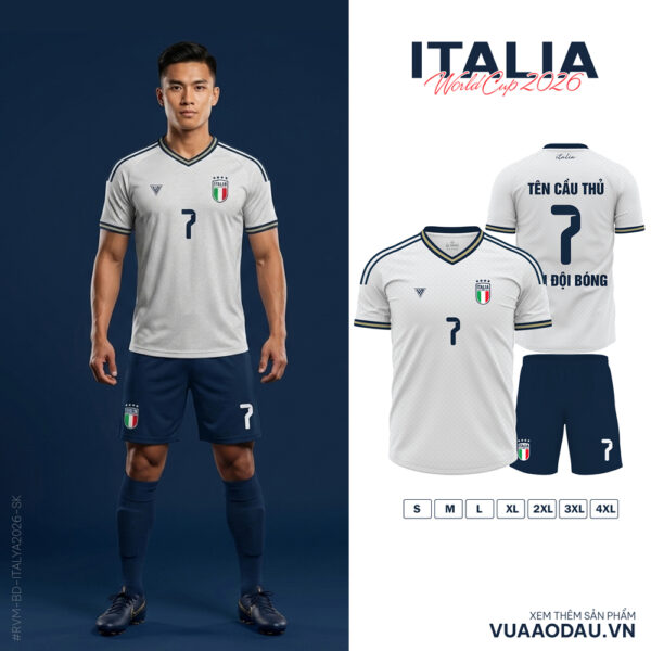 Áo Đội Tuyển Ý World Cup 2026 Màu Trắng Xanh Navy - Thiết Kế Thể Thao Đẳng Cấp