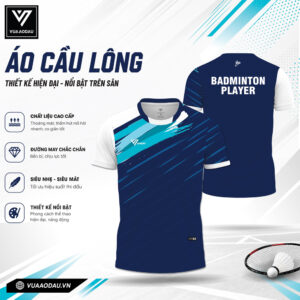 Áo cầu lông xanh navy pha trắng năng động VAD-02