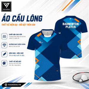 Áo Cầu Lông Xanh Dương Đậm VAD-03 – Năng Động, Đẳng Cấp & Thoáng Mát